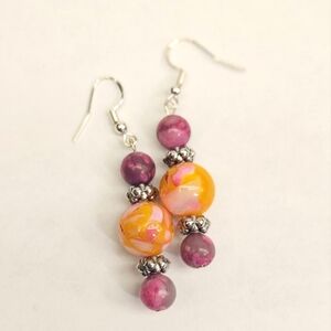 Handmade Beaded Stone and Shell Earrings